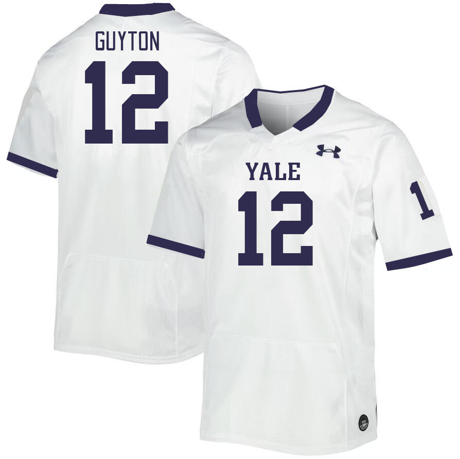 Men-Youth #12 Sean Guyton Yale Bulldogs 2023 College Football Jerseys Stitched-White